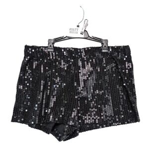 Venus Black Sequin Party 2.5" Shorts Women's S Stretch Goth Glam Showgirl USA